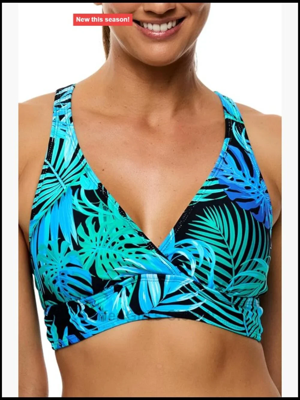 Women's Bikini Top with Removable Soft Cups, UPF 50, X-Back Straps, High